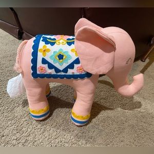 Pillowfort Target Pink Elephant Embroidery Decorative Cotton Pillow 14.5 x 11.5”